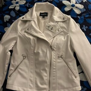 Express white leather jacket